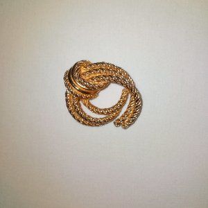 Signed Dior Vintage Gold Rope Brooch Pin